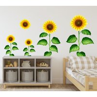 Sonnenblume Wandtattoo - Blumen Wanddekor Mädchen Kunst Wandbild Vinyl Aufkleber von BeharColors