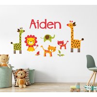 Waldtiere Wandtattoo-Waldtiere Wandtattoo Name Wandsticker Giraffe Löwe Elefant-Tiere Für Kinderzimmer von BeharColors