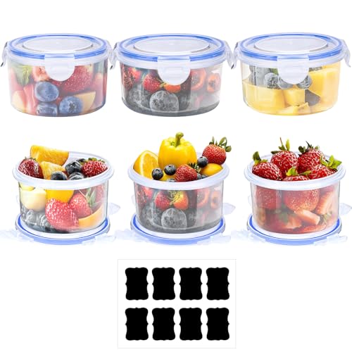 Frischhaltedosen mit Deckel, 6 Pack 300ML Rund Meal Prep Boxen, BPA-frei, Plastikschüssel Luftdicht Auslaufsicher, Gefrierdosen Set 12er-Pack (6 Behälter+6 Deckel) von Behiruch