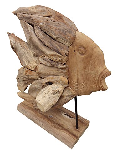Beho Natürlich gut in Holz Fisch auf Ständer aus Teak Wurzelholz Deko Figuren von Beho Natürlich gut in Holz