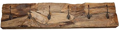 Beho Natürlich gut in Holz Wurzelteak Garderobe 90x18 cm mit 6 Haken von Beho Natürlich gut in Holz