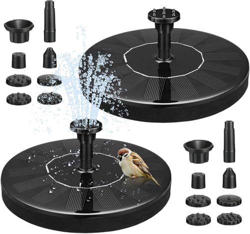2 Stück Solar Springbrunnen für Außen, 16cm Solarbrunnen für Draussen, Solar Teichpumpe mit 4 Düsen, Solar Schwimmender Fontäne Pumpe, Tauchbrunnen Geeignet für Garten, Teich, Vogelbad und Aquarium von Behogan