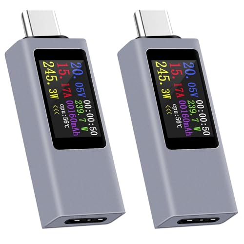 2 Stück USB C Tester Messgerät Typ-C Multimeter Digital, 4-30V 0-12A PD Voltmeter Power Meter Kapazität Spannungsprüfer Strommessgerät, 360w USB Tester, USB Power Meter,USB Messgerät, USB Kabeltester 2 Stück USB C Tester Messgerät Typ-C Multimeter Digital, 4-30V 0-12A PD Voltmeter Power Meter Kapazität Spannungsprüfer Strommessgerät, 360w USB Tester, USB Power Meter,USB Messgerät, USB Kabeltester von Behogan
