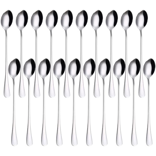 20 Stück Latte Macchiato Löffel Set, 7,6”(19,5 cm) Longdrinklöffel aus Edelstahl, Eislöffel Lange, Löffel Teelöffel, Dessertlöffel, Kaffeelöffel, Joghurtlöffel Löffel klein von Behogan