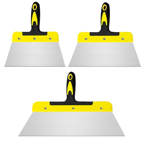 3 Stück Flächenspachtel, 20 cm 25cm 40cm Breitspachtel Set Profi Edelstahl BreitspachtelWandwerkzeuge Trockenbau Finishing Glättungsspatel Spachtel zum Verputzen von Wänden von Behogan