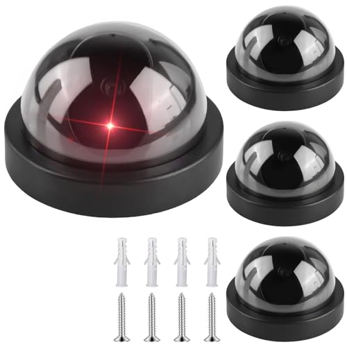 4 Stück Kamera Attrappe, Wandhalterung Dummy Kamera, Dummy Überwachungskamera mit Rot Blinkender LED, Fake Kamera, Fake Sicherheitskamera, Kamera Atrappe Außen Für Innen- Und Außenbereich, Schwarz von Behogan