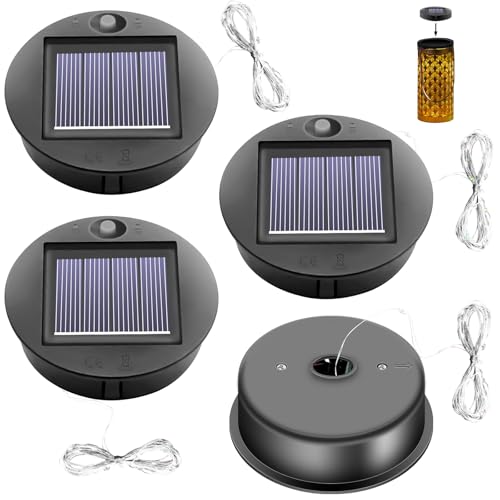 4 Stücke Solarleuchten Ersatzteile: Solarpanel Laterne Ersatzoberteil Led Glühbirne Ersatzteil, Solarleuchten Ersatz Top mit LED Leuchtmitteln, Geeignet für Solarlaterne Garten Decor von Behogan