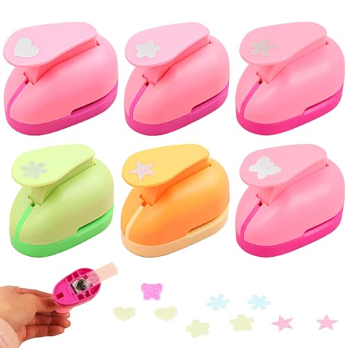 6 Stück Stanzer: 16mm Motivstanzer Set, Papier Ausstanzer, Mini Locher, Motivstanzer Blume, Motivstanzer Kinder, Bunte Motivlocher, Stanzer für Kinder DIY Scrapbook Fotoalbum Handwerk von Behogan
