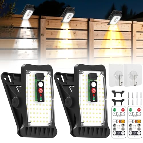 Behogan 2 Stück Solarlampen für Außen, Clip-on Solarleuchten mit Bewegungsmelder, Wasserdichte Wandleuchte mit 70 LEDs und 3 Modi Farbtemperaturen, Solar Lampe mit Fernbedienung für Garten, Hof, Zaun Behogan 2 Stück Solarlampen für Außen, Clip-on Solarleuchten mit Bewegungsmelder, Wasserdichte Wandleuchte mit 70 LEDs und 3 Modi Farbtemperaturen, Solar Lampe mit Fernbedienung für Garten, Hof, Zaun von Behogan