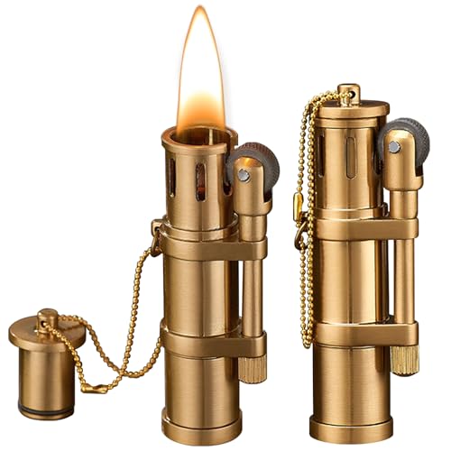 Behogan 2 Stücke Vintage Messing Feuerzeug, Kerosin Feuerzeug, Nachfüllbar, Jet Flamme Feuerzeu g für Küche Camping(Kein Kerosin) von Behogan