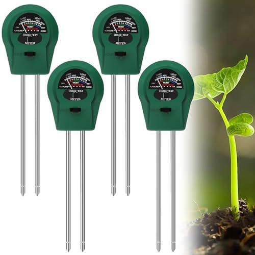 Behogan 4 Stück Bodentester Feuchtigkeit, 3 in 1 Bodentester, Boden Feuchtigkeitsmesser für Pflanzen, Bodenmessgerät mit PH/Temperatur/Licht, Geeignet für Garten-, Innen- und Außenanwendungen Behogan 4 Stück Bodentester Feuchtigkeit, 3 in 1 Bodentester, Boden Feuchtigkeitsmesser für Pflanzen, Bodenmessgerät mit PH/Temperatur/Licht, Geeignet für Garten-, Innen- und Außenanwendungen von Behogan