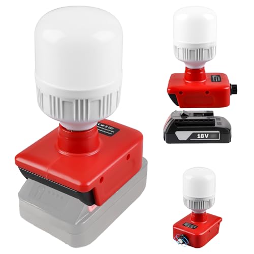 Behogan Akku Lampe für Einhell 18V Akku: 12W Arbeitsleuchte mit E27 Bulbs Einstellbares 150-1300LM LED Strahler, LED Arbeitsstrahler Strahler für Camping, Notfall, Baustellenlampe, Wartungsarbeiten von Behogan