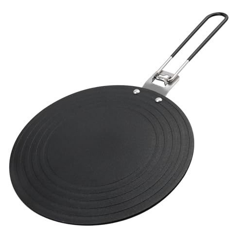 Behogan Induktions Adapterplatte 24cm: Schwarz Abnehmbarer Griff Kochplatte, 24cm Klappgriff Multifunktional Edelstahl Wärmeplatte Gasherd, für Gasherd & Kochen von Behogan