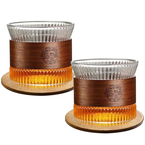 Espressotassen Set, 170 ml Espresso Gläser Set, Cappuccino Gläser mit Holzuntersetzer, Transparent Espresso Tassen Set, Latte Macchiato Gläser, Tassenset für Tee, Mokka, Cappuccino (2er Set) von Behogan