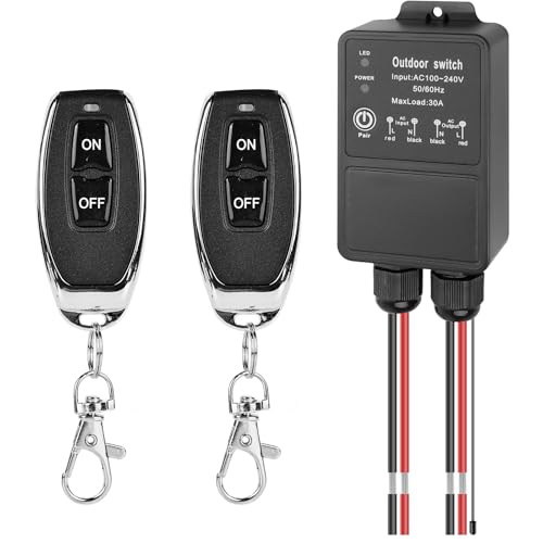 Fernbedienung Schalter, AC/220/240V 30A Funkschalter, Drahtloser Relais Empfänger mit 2 Sender Funksteuerung, RC Relaismodul Schalter Transmitter für Garagentor Rollentür,Pumpen Fernbedienung Schalter, AC/220/240V 30A Funkschalter, Drahtloser Relais Empfänger mit 2 Sender Funksteuerung, RC Relaismodul Schalter Transmitter für Garagentor Rollentür,Pumpen von Behogan