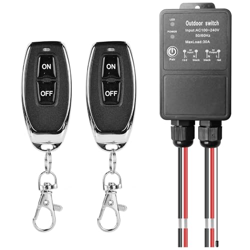 Fernbedienung Schalter, AC 240V 220V 30A Relais Fernschalter, 50M Lange Range Funkschalter Funkschalter mit Fernbedienung für Garagentore, Motorräder, Diebstahlalarm, Leitplanke Fernbedienung Schalter, AC 240V 220V 30A Relais Fernschalter, 50M Lange Range Funkschalter Funkschalter mit Fernbedienung für Garagentore, Motorräder, Diebstahlalarm, Leitplanke von Behogan