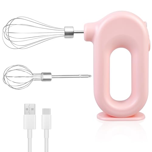 Kabelloser Handmixer Elektrischer: 4-Gang-Einstellbarer Edelstahl-Schwingbesen Elektrischer Schneebesen mit 2 Schneebesenaufsätzen, USB-Aufladbarer Akku Handmixer, Für Küche Und Backen (1500mAh) von Behogan