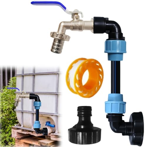 Schwanenhals 3/4" Auslaufhahn, IBC Tank Schwanenhals 3/4" Auslaufhahn, Regenfass für 1000l Regenwassertank, Regenwassertank Wasserfaß Regenfass IBC-Container von Behogan