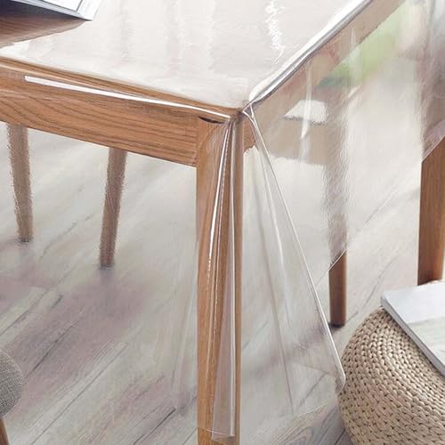 Tischfolie Transparent 0,13 mm: 213 * 137cm Tischschutz mit schräger Kante, PVC Wasserdicht Tischdecken Durchsichtig Abwaschbar, Tischdecke Tischschutz, Tischdecken Fettdicht Tischdecke zum Esstische von Behogan