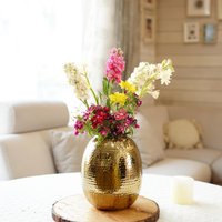 Behoma Golden Gehämmerte Knospe/Oval Form Vase Für Wohnkultur, Dekorativ Den Innenbereich Wohnzimmer, Eckvase, Boho Dekor, Muttertagsgeschenk von Behoma