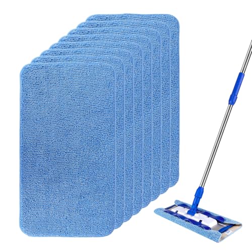BeiLan Mikrofaser-Wischmopp-Pads, kompatibel mit MR-SIGA Profi-Mopp, Bodenreinigung, Nachfüllpackungen, doppelseitige Verwendung, 8 Stück, Blau von BeiLan