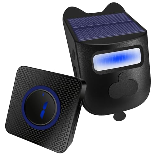 Türklingel Set, Solar-Allee-Alarm, Bewegungsmelder für Außensicherheitssirene, 200-300 Meter Entfernung der drahtlosen Übertragung, mit 1 Elektronischem Plug-in-Empfänger 1 Bewegungssensor-Detektor von BeiLan