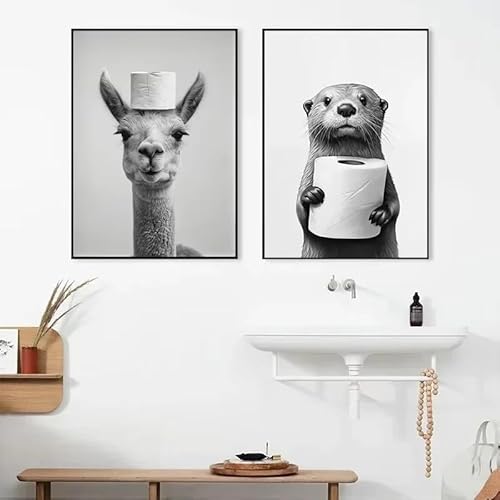 BeiYiHo Bilder Badezimmer Tiere Schwarz Weiß Poster Lustige Tiere Bild Toilette Tier Alpaka 21x30 Wandbild WC Deko Kunstdruck Bad Leinwand Modern BeiYiHo Bilder Badezimmer Tiere Schwarz Weiß Poster Lustige Tiere Bild Toilette Tier Alpaka 21x30 Wandbild WC Deko Kunstdruck Bad Leinwand Modern von BeiYiHo