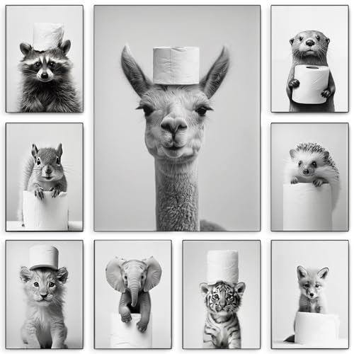 BeiYiHo Bilder Badezimmer Tiere Schwarz Weiß Poster Lustige Tiere Bild Toilette Tier Alpaka 40x50 Wandbild WC Deko Kunstdruck Bad Leinwand Modern BeiYiHo Bilder Badezimmer Tiere Schwarz Weiß Poster Lustige Tiere Bild Toilette Tier Alpaka 40x50 Wandbild WC Deko Kunstdruck Bad Leinwand Modern von BeiYiHo