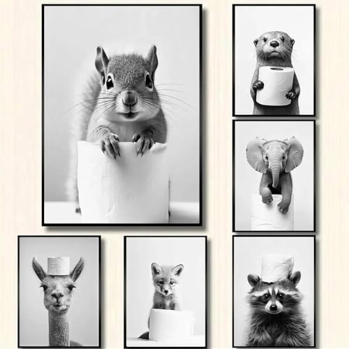 BeiYiHo Bilder Badezimmer Tiere Schwarz Weiß Poster Lustige Tiere Bild Toilette Tier Eichhörnchen 50x70 Wandbild WC Deko Kunstdruck Bad Leinwand Modern BeiYiHo Bilder Badezimmer Tiere Schwarz Weiß Poster Lustige Tiere Bild Toilette Tier Eichhörnchen 50x70 Wandbild WC Deko Kunstdruck Bad Leinwand Modern von BeiYiHo