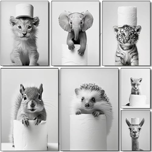 BeiYiHo Bilder Badezimmer Tiere Schwarz Weiß Poster Lustige Tiere Bild Toilette Tier Elefant 50x70 Wandbild WC Deko Kunstdruck Bad Leinwand Modern BeiYiHo Bilder Badezimmer Tiere Schwarz Weiß Poster Lustige Tiere Bild Toilette Tier Elefant 50x70 Wandbild WC Deko Kunstdruck Bad Leinwand Modern von BeiYiHo