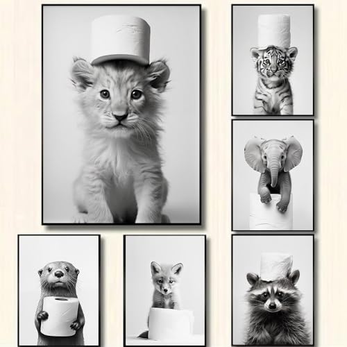 BeiYiHo Bilder Badezimmer Tiere Schwarz Weiß Poster Lustige Tiere Bild Toilette Tier Löwe 21x30 Wandbild WC Deko Kunstdruck Bad Leinwand Modern BeiYiHo Bilder Badezimmer Tiere Schwarz Weiß Poster Lustige Tiere Bild Toilette Tier Löwe 21x30 Wandbild WC Deko Kunstdruck Bad Leinwand Modern von BeiYiHo