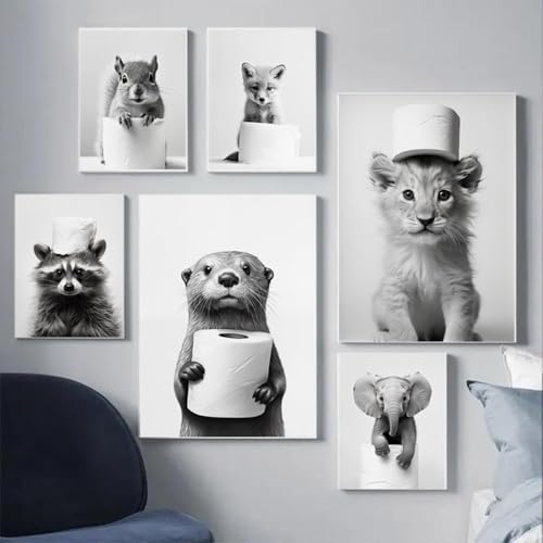 BeiYiHo Bilder Badezimmer Tiere Schwarz Weiß Poster Lustige Tiere Bild Toilette Tier Löwe 40x50 Wandbild WC Deko Kunstdruck Bad Leinwand Modern BeiYiHo Bilder Badezimmer Tiere Schwarz Weiß Poster Lustige Tiere Bild Toilette Tier Löwe 40x50 Wandbild WC Deko Kunstdruck Bad Leinwand Modern von BeiYiHo