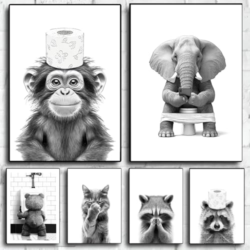 BeiYiHo Bilder Lustige Tiere WC Toilette Badezimmer Deko Bild Witzige Toiletten Poster Schwarz Weiß Dekoration Gäste Bad Klo Wandbilder Leinwand BeiYiHo Bilder Lustige Tiere WC Toilette Badezimmer Deko Bild Witzige Toiletten Poster Schwarz Weiß Dekoration Gäste Bad Klo Wandbilder Leinwand von BeiYiHo