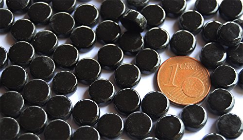 40g Mini Mosaiksteine glänzend rund 8mm schwarz ca. 90-100 St. von Beichi