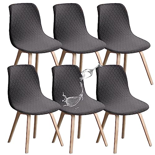 Beieyosu Wasserdichter Esszimmerstuhlbezug, Stretch-Jacquard-Stuhlbezug Abnehmbarer waschbarer Stuhlschutz für Zuhause Restaurant Bankett(Dark Gray, 6PCS) von Beieyosu