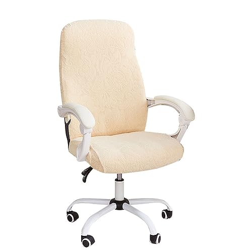 Bürostuhl Bezug mit Armlehne, Stretch Bezug für Bürostuhl Elastische Stuhlhussen Office Computer Stuhlbezüge Abnehmbare für Bürostuhl Stuhlhussen Bezug(Beige, Large) von Beieyosu