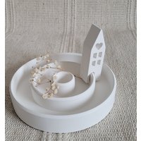 Runder Kerzenteller Kerzenständer in Steinoptik Beige Tischdeko Kerze Homedecor von BeigeCorner