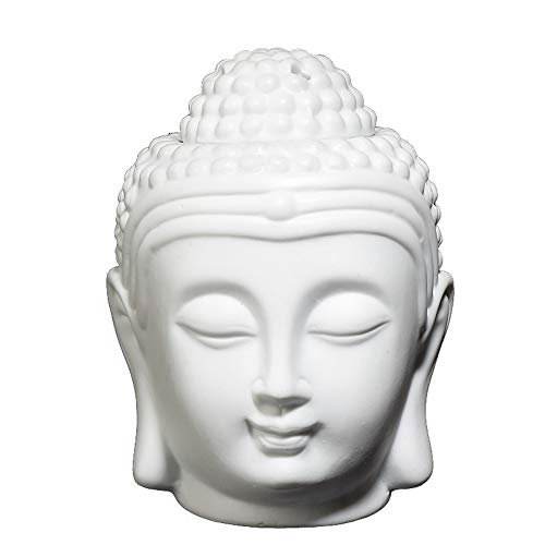Buddha Head Keramik Hohl Aromatherapie Ofen Öl Kerzenbrenner für Yoga oder Meditationsraum (Weiß) von Beihaoer