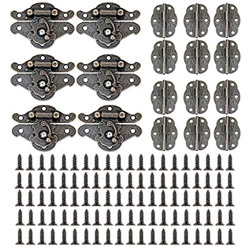 6 Stück Retro Design Box Riegel und 12 Vintage Bronze Gravur Designs Scharnier mit 100 Schrauben, dekorative Schatulle Schmuckschatulle Antik-Schnalle Holzkoffer Dekorative Verriegelung Schnalle 6 Stück Retro Design Box Riegel und 12 Vintage Bronze Gravur Designs Scharnier mit 100 Schrauben, dekorative Schatulle Schmuckschatulle Antik-Schnalle Holzkoffer Dekorative Verriegelung Schnalle von Beikalone