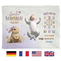 Baby Meilenstein Decke Personalisiert | Meilensteindecke Mit Namen Personalisierbare Hasen Wunschname 3 Größen Baby Meilenstein Decke Personalisiert | Meilensteindecke Mit Namen Personalisierbare Hasen Wunschname 3 Größen von BeimErdbeerFrosch