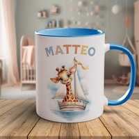 Tasse Personalisiert Für Kinder | Giraffe Keramik Kaffeetasse Mit Wunschnamen Kindertasse Personalisiert Namen 10 Farben 330Ml von BeimErdbeerFrosch