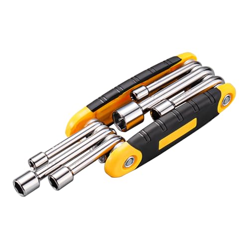 6-in-1 Klapp-Steckschlüssel-Set, tragbar, Aluminium, Handwerkzeug, metrisches Sechskantmutter-Schraubendreher-Set 6-in-1 Klapp-Steckschlüssel-Set, tragbar, Aluminium, Handwerkzeug, metrisches Sechskantmutter-Schraubendreher-Set von Beimus