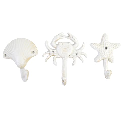 Beimus Eleganter weißer Eisen-Wandhaken, Küstenmotiv, Zuhause, Organisation, Eingangsbereich, Aufbewahrung, rustikaler Haken von Beimus