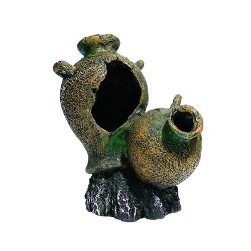 Beimus Künstliches Wasserspiel mit Unterwasserruinen-Motiv, Doppelhöhlenplan, sicher, permanenter Unterschlupf, Kunstharz, Aquarium, Schiffswrack, Dekorationen von Beimus