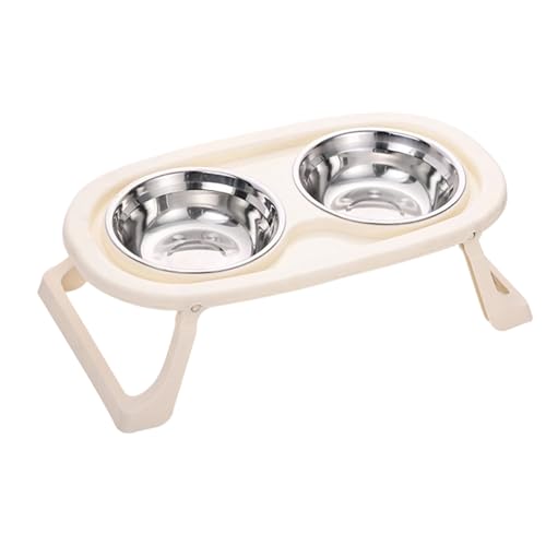 Erhöhte Hundenäpfe mit verstellbarem Ständer, spritzwassergeschützt, Doppelnapf zum Füttern, Edelstahl, Katzen- und Hundenapf-Set von Beimus