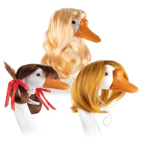 Lustige Perücken für Haustiere, Tierkleid, Kleidungspaket mit künstlerischem Vogelstatuenmuster, geeignet für drinnen und draußen, Haustierperücke, Kostüm-Set für Gänse von Beimus