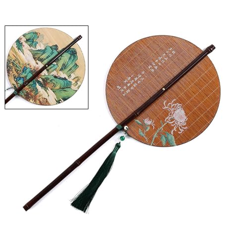 Runder faltbarer Handventilator, tragbar, kompakt, kühlend, zusammenklappbar, antike Bambus-Fächer mit langem Griff, Geschenk, Bambus Runder faltbarer Handventilator, tragbar, kompakt, kühlend, zusammenklappbar, antike Bambus-Fächer mit langem Griff, Geschenk, Bambus von Beimus