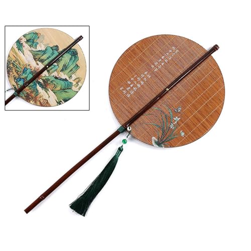 Runder faltbarer Handventilator, tragbar, kompakt, kühlend, zusammenklappbar, antike Bambus-Fächer mit langem Griff, Geschenk, Bambus Runder faltbarer Handventilator, tragbar, kompakt, kühlend, zusammenklappbar, antike Bambus-Fächer mit langem Griff, Geschenk, Bambus von Beimus
