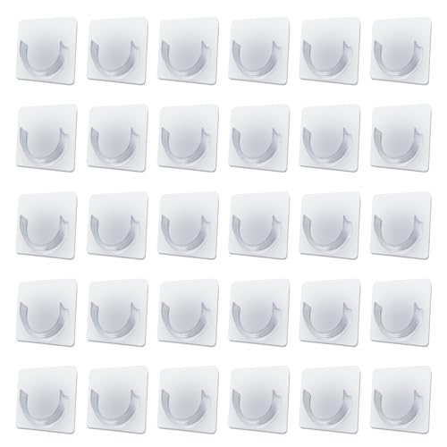 Selbstklebender Acryl-Haken zum Aufhängen von Gardinenstangen, stabile PVC-Konstruktion, 7 x 7 cm, ohne Markierung, Spannstangenhalter, transparenter Duschvorhanghaken von Beimus