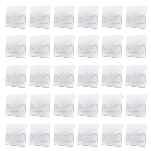 Selbstklebender Acryl-Haken zum Aufhängen von Gardinenstangen, stabile PVC-Konstruktion, 7 x 7 cm, ohne Markierung, Spannstangenhalter, transparenter Duschvorhanghaken von Beimus